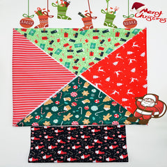 5pcs Christmas Pattern Polyester Printed Fabric Christmas Socks Gift Quilted Fab