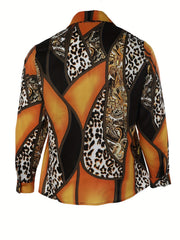  Colorblock Leopard Button Up Blouse