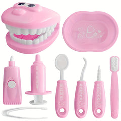 9pcs Plastic Dentist Simulation Game Set Medical Kit Children's Pretend Play Toy