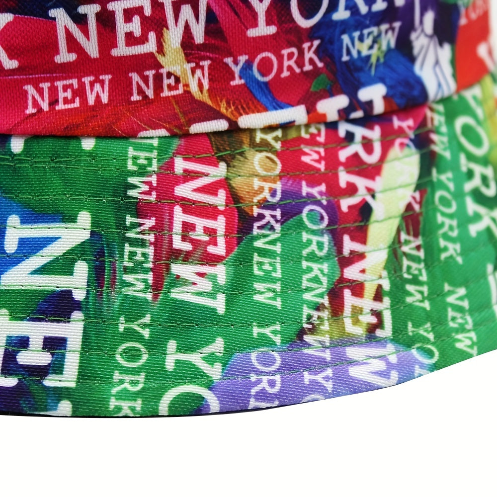 Letter Graffiti Bucket Hat Double Sided Wear Mens Womens Sunshade