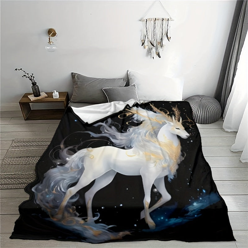 Soft Flannel Printed Blanket for Home Sofa Bed Office Nap Travel