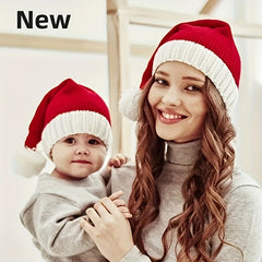1pc Cute Knitted Christmas Hat Warm Parent Child Hat Party Gift