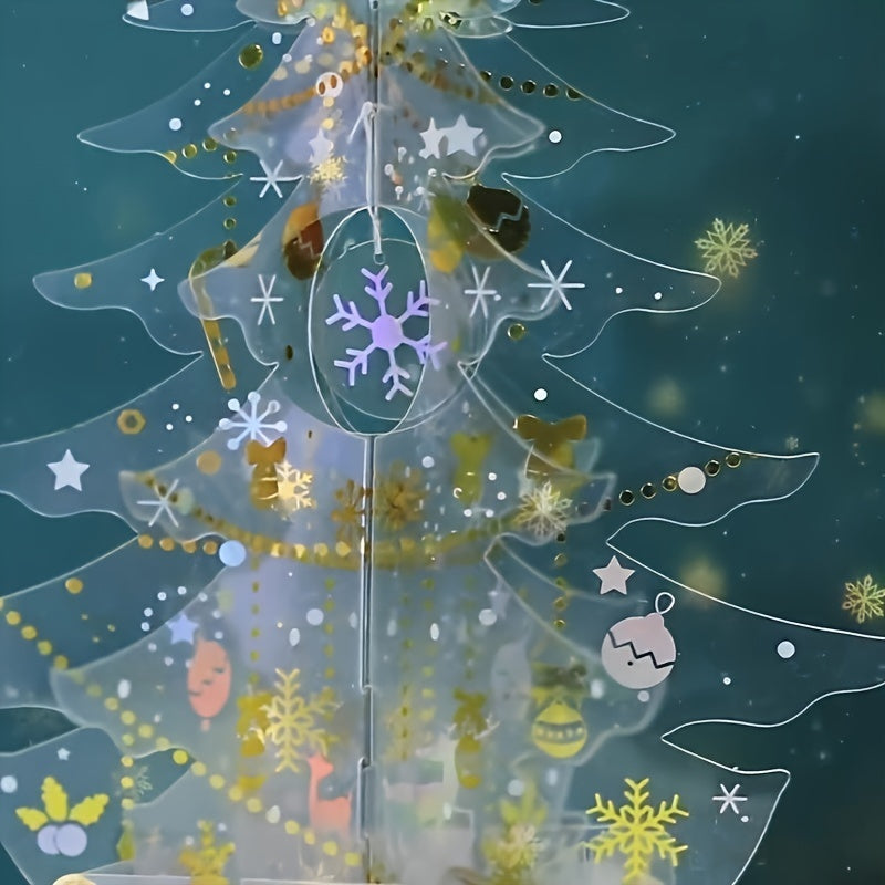 3D Christmas Card Crystal Christmas Tree Holiday Blessing