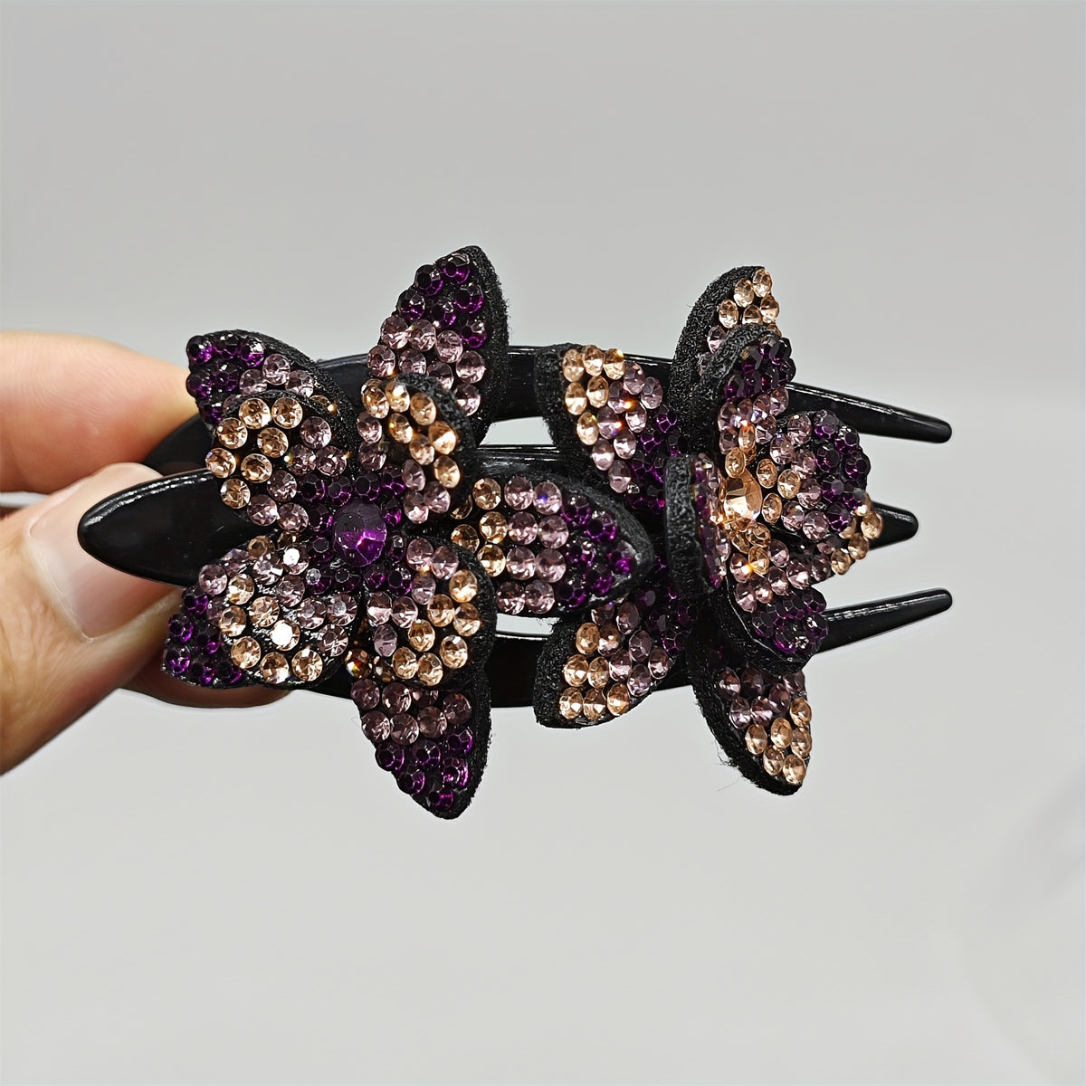 Vintage Rhinestone Flower Hair Clip Barrettes