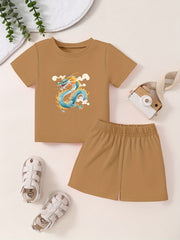 Toddler Kid Cartoon Pattern T-shirt & Shorts Set