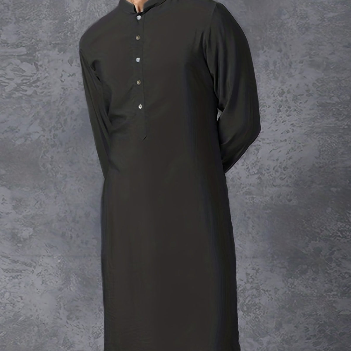 INCERUN Vintage Arab Long Sleeve Shirt Solid Robe Men Stand Collar
