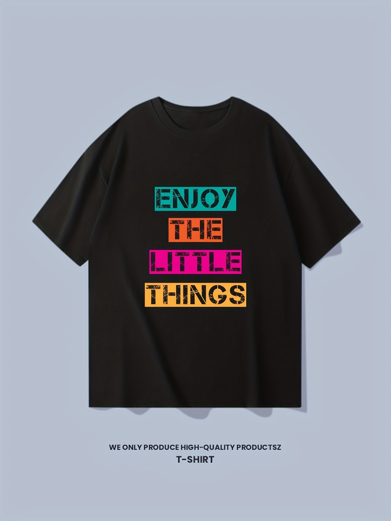 Solid Cotton Men's Graphic Crew Neck T-shirt Casual Comfy Tee