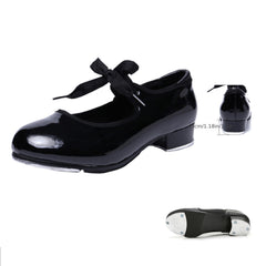Women's Backless Tap Dance Shoes Soft Leather Dance Shoes with Bowknot