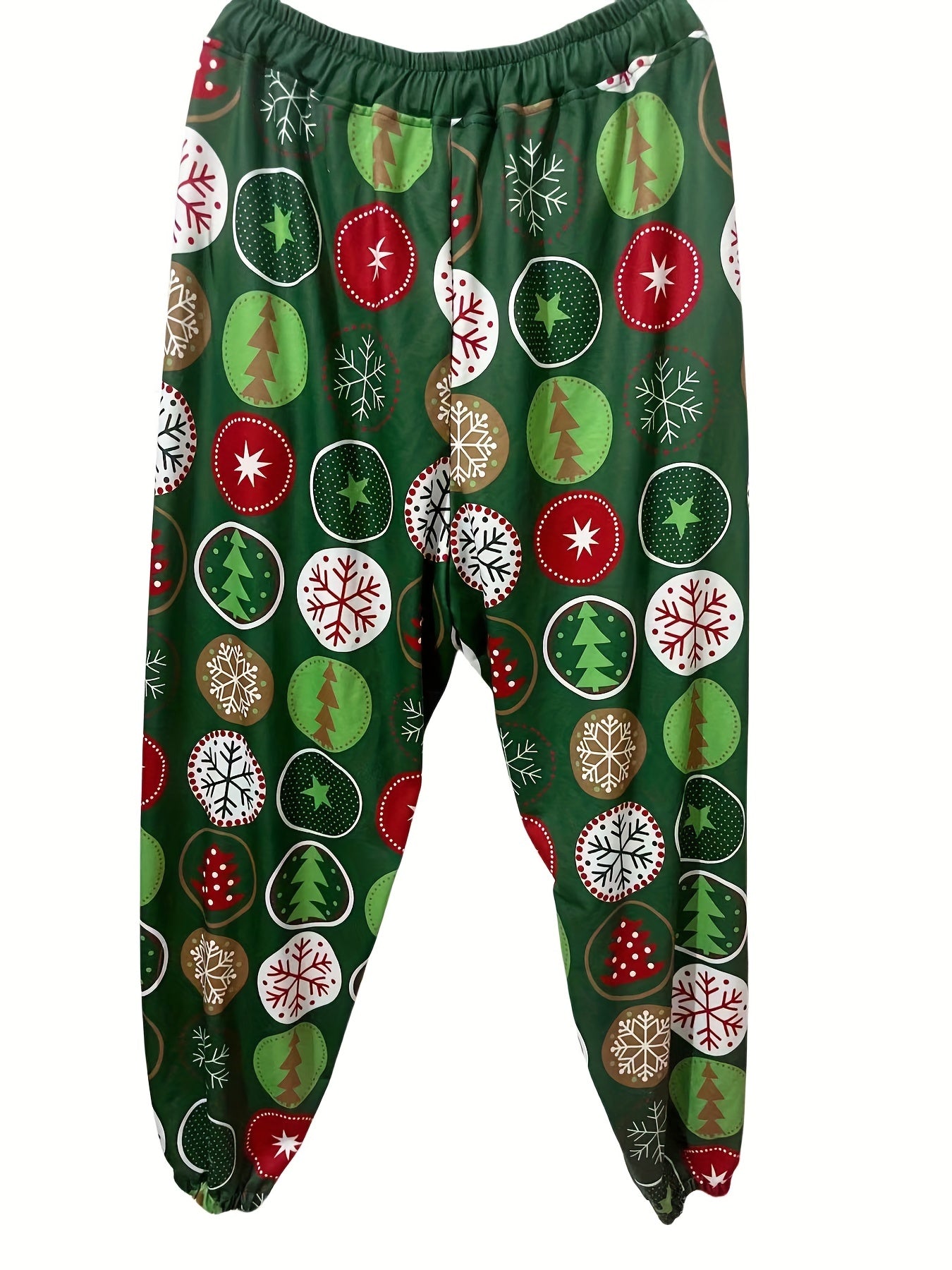 Women's Plus Christmas Tree & Snowflake Print Jogger Trousers