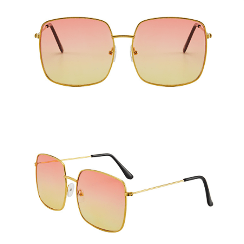 Y2K Ombre Lens Sunglasses Square Metal Glasses UV400