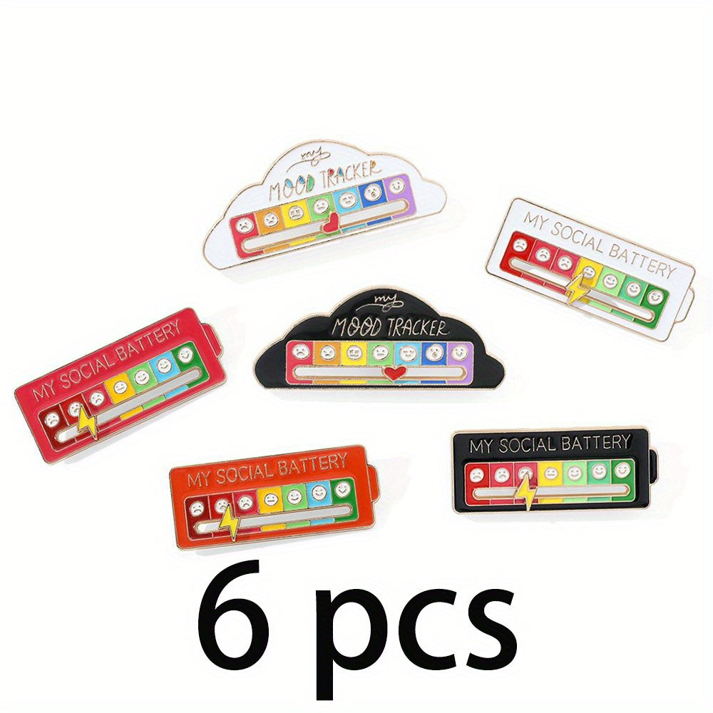 Funny Seven Mood Enamel Pins Brooch Set Wallet Handbag Accessories