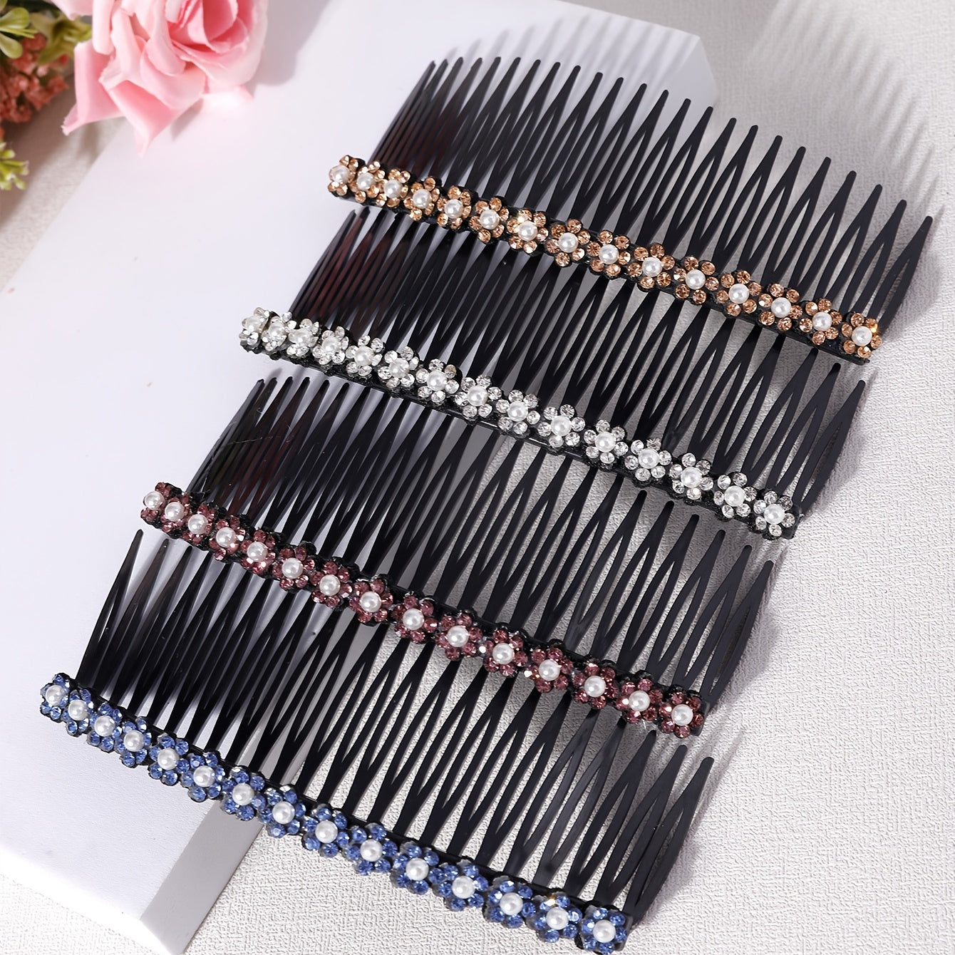 Rhinestone Hair Comb Clip Women Lady Plastic Slide Hairclip