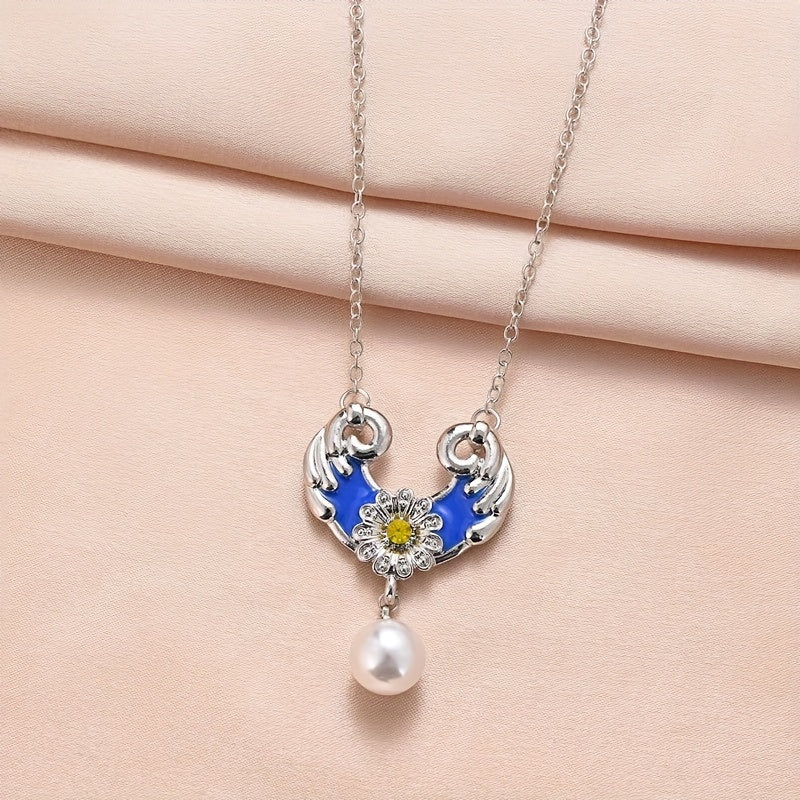 Heart Pendant Necklace Wings Flower Anniversary Gift Couple Necklace
