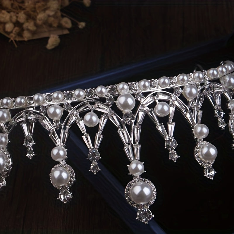 Girls Crown Wedding Dress Beads Rhinestone Three piece Bridal Jewelry Set