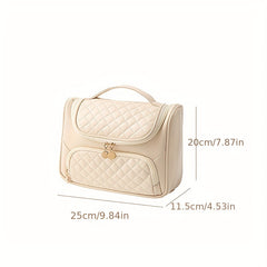 Argyle Pattern Makeup Bag Zipper Cosmetic Handbag Toiletry Wash Bag