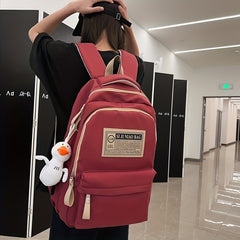 Letter Patched Zipper Backpack Large Capacity School Bag