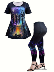  Tie Dye Butterfly Print Top & Leggings Set