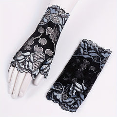 Flower Embroidery Lace Gloves for Women