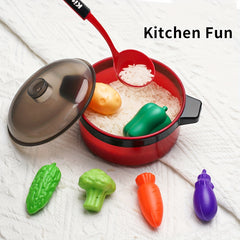 Kids Pretend Kitchen Set with Realistic Food and Vegetable Toys