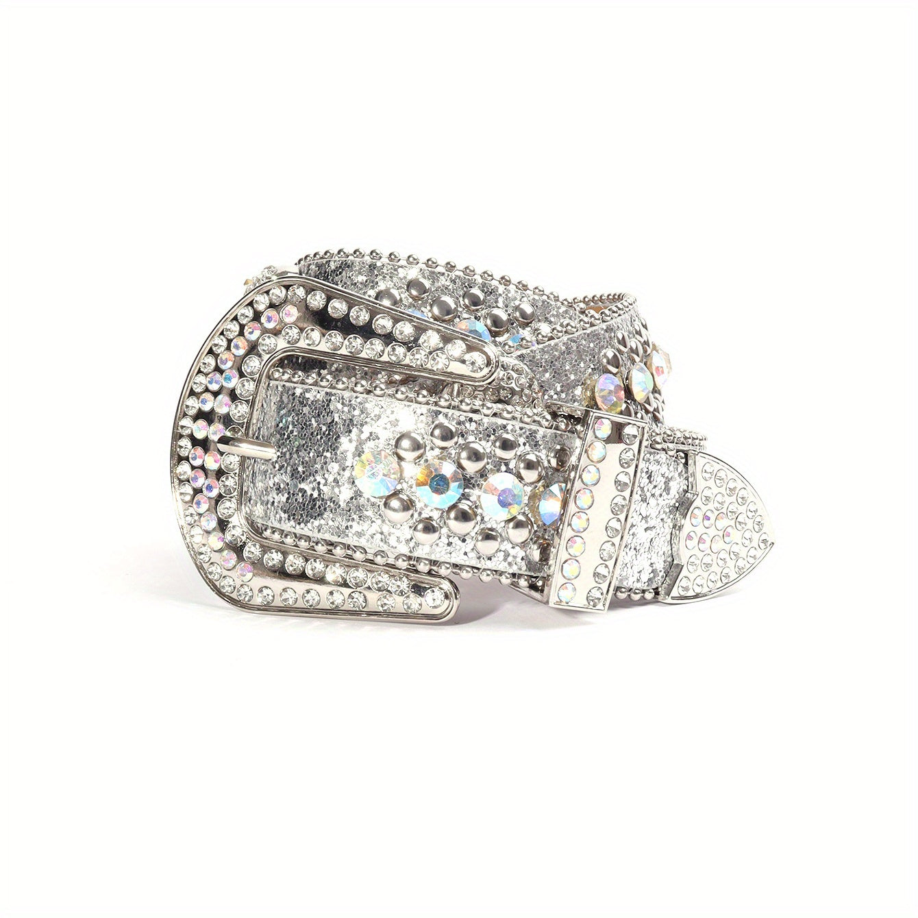 Rhinestone Skull Rivet Belt Glitter Hip Hop PU Leather Belt