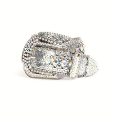 Rhinestone Skull Rivet Belt Glitter Hip Hop PU Leather Belt