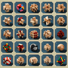 25pc Colorful Luban Lock Puzzle Toy Set - High Difficulty Brain Teaser