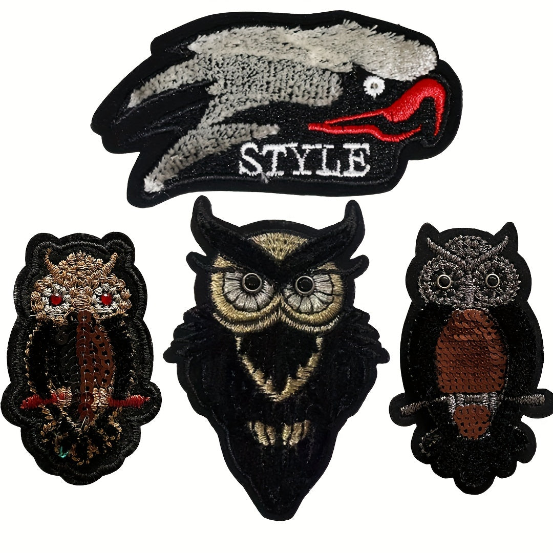 Dark Department Owl Iron-on Embroidery Fabric Stickers - DIY Decoration