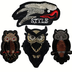 Dark Department Owl Iron-on Embroidery Fabric Stickers - DIY Decoration