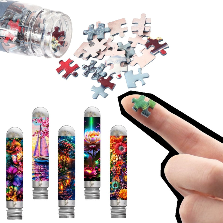 5pcs Adult Mini Test Tube Puzzle Jigsaw Dreamy Colored Flowers