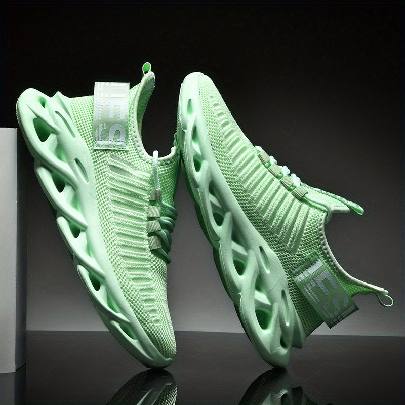 Men's Colorblock Knit Lace Up Casual Shoes Lightweight Non Slip Sneaker