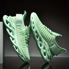 Men's Colorblock Knit Lace Up Casual Shoes Lightweight Non Slip Sneaker