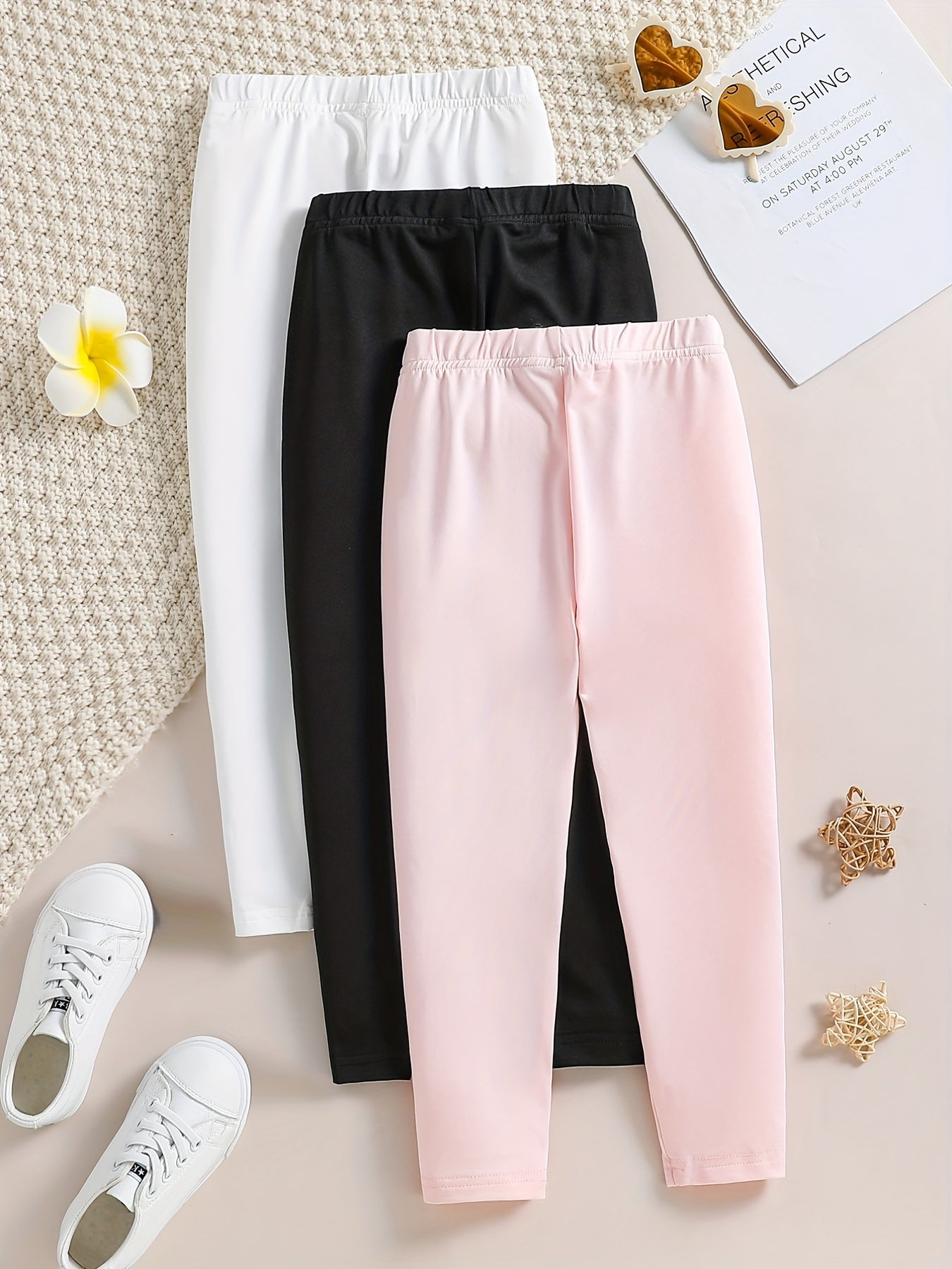 4pcs Girl's Comfort Fit Legging Pants Set