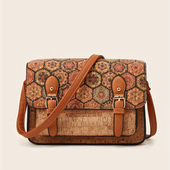 Vintage Flower Print Crossbody Bag Buckle Shoulder Bag