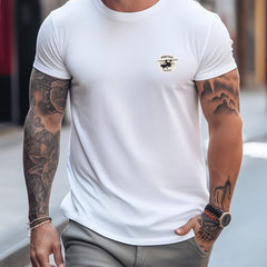 Helicopter & Car Various Pattern Print Men's Comfy T shirt Graphic Tee