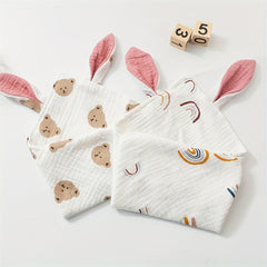 2pcs Baby Rabbit Ear Cotton Towel Newborn Burp Cloth Set 6-12 Months