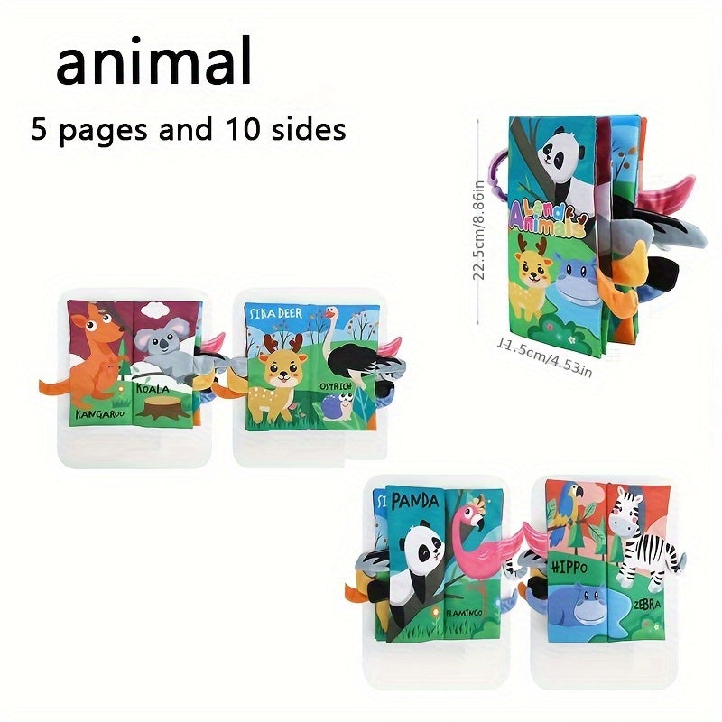 Interactive Animal Tail Cloth Book for Toddlers 0-3 Years