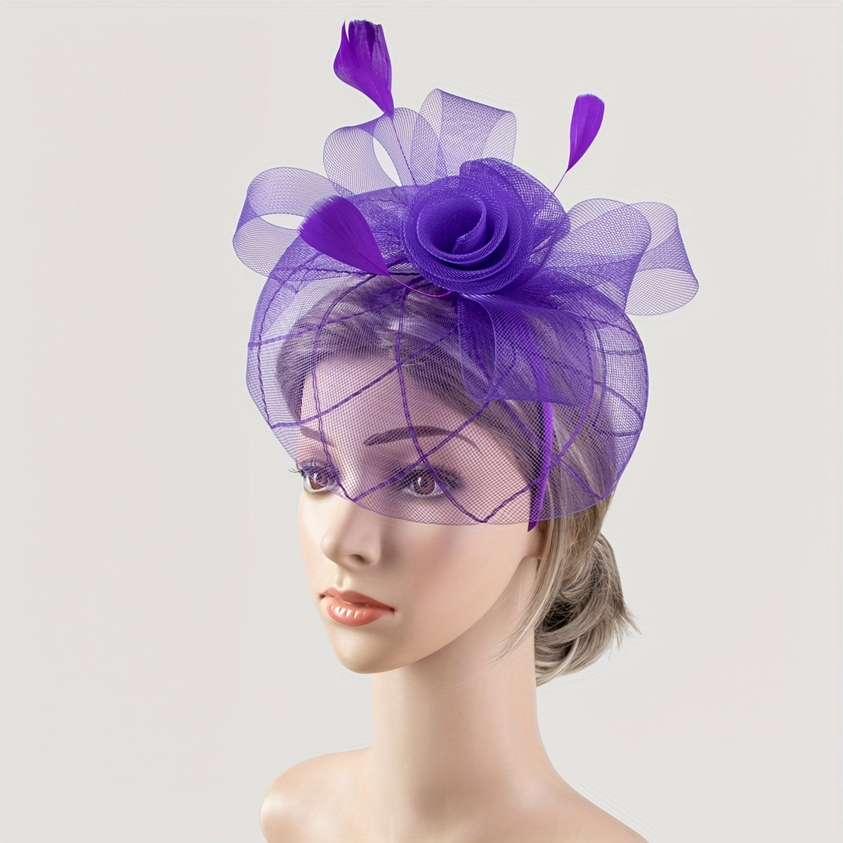 Women's Feather Headband Veil for Horse Race Derby Hat Wedding Cocktail Party