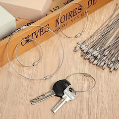 12pcs Key Ring Loop Wire Keychain Cable Rotating Screw Key Ring