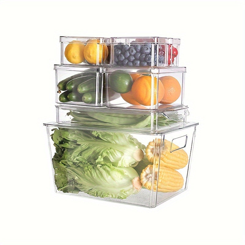 8pcs Refrigerator Storage Box Transparent PET Food Fresh-keeping Box