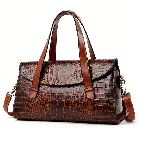 Crocodile Embossed Crossbody Bag Women's Faux Leather Tote Bag
