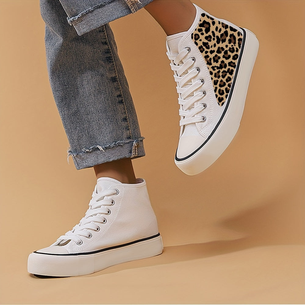 Leopard Pattern High Top Skates Shoes for Women
