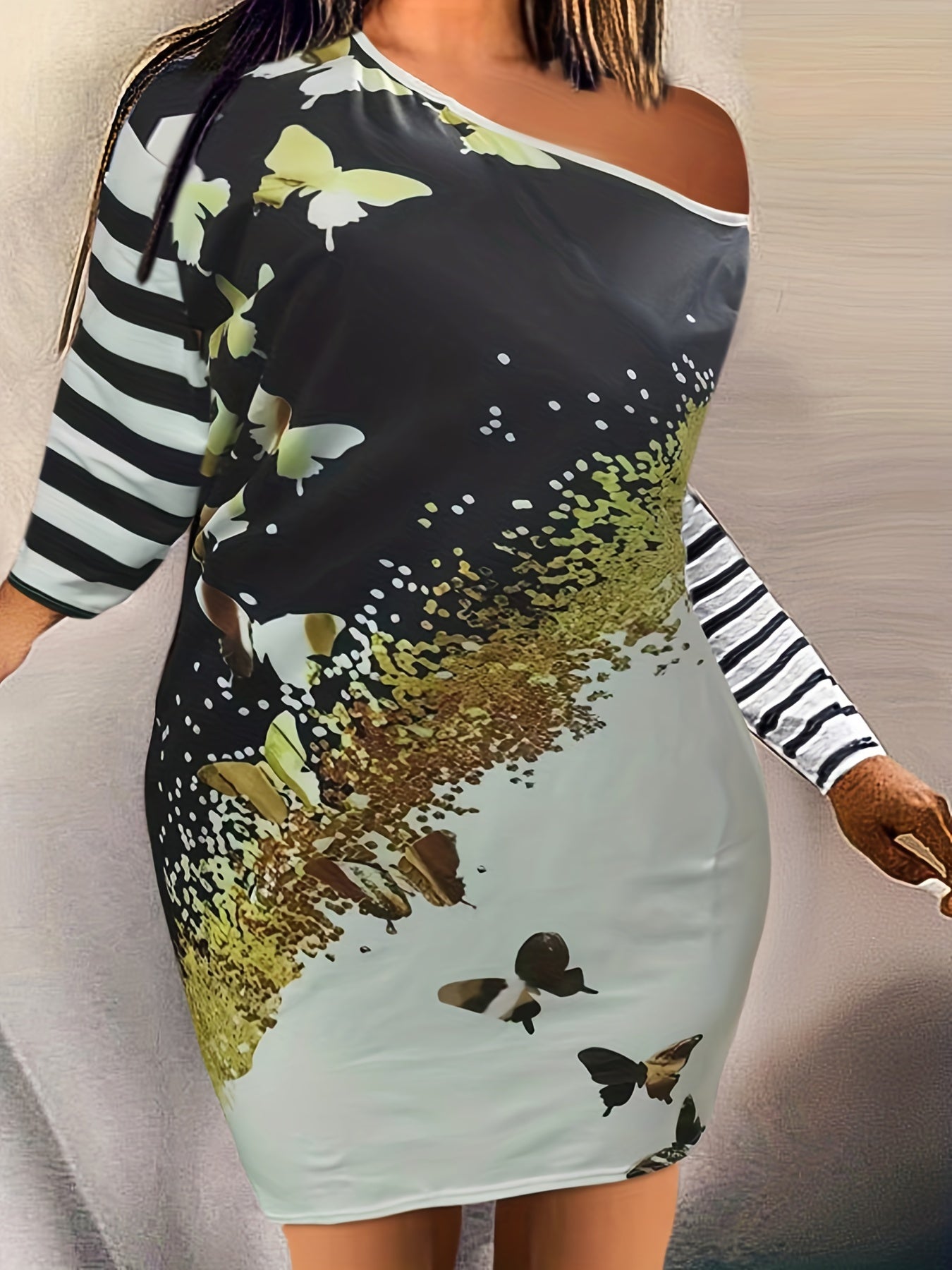  Casual Dress One Shoulder Stretch Dress