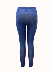 Women's Plus Denim Print Skinny Leggings