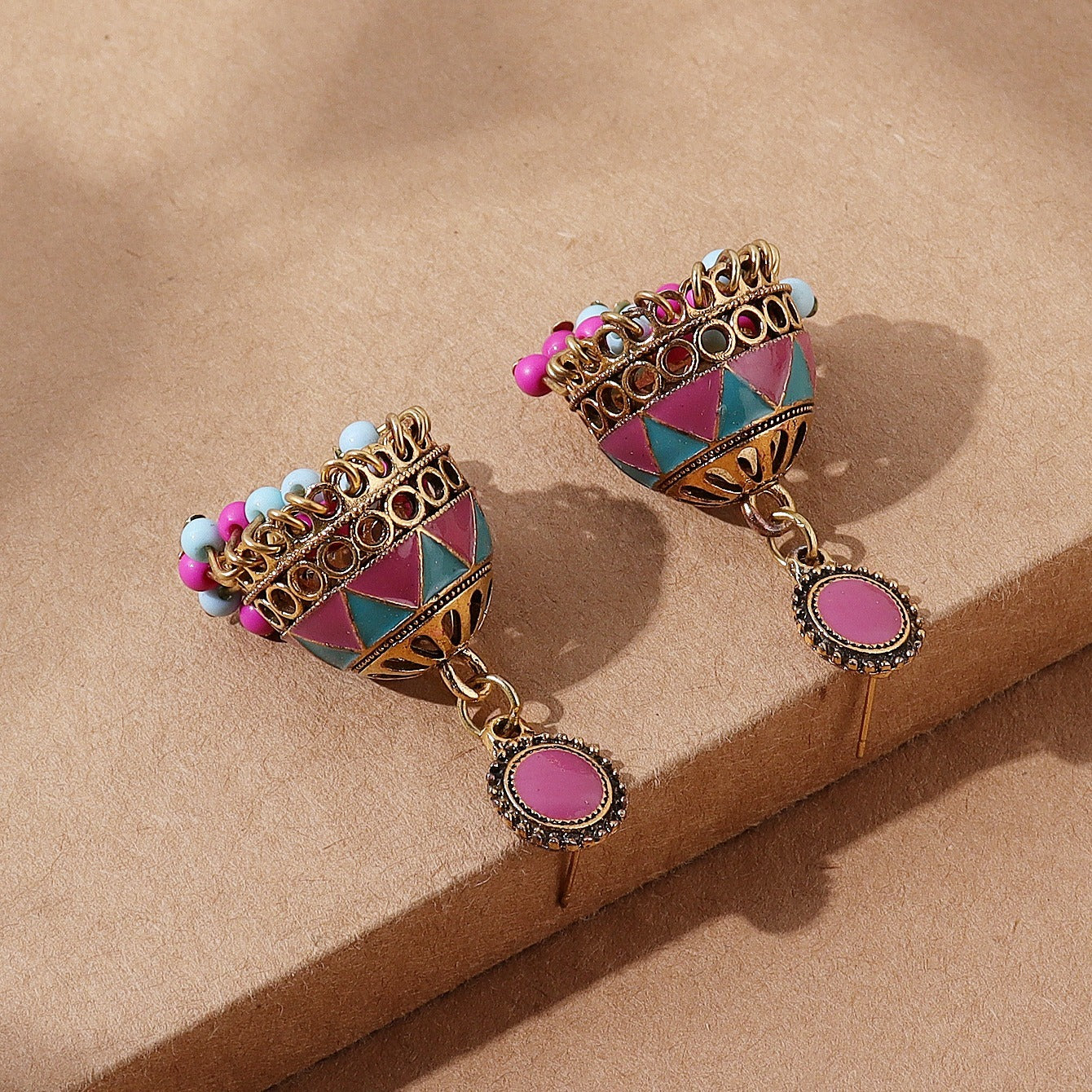 Indian Wind Drip Oil Colored Lantern Earrings