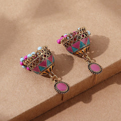 Indian Wind Drip Oil Colored Lantern Earrings