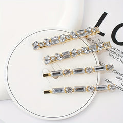 4pcs Rhinestone Hairpin Long Hair Clip for Women Girls