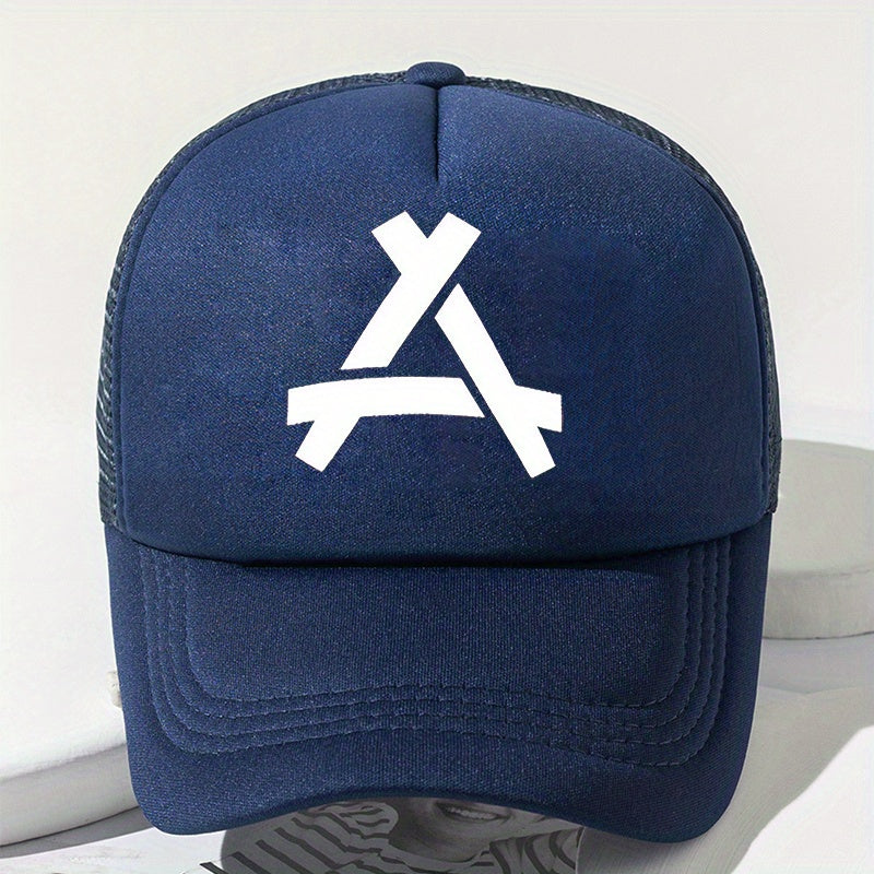 Unisex Mesh Sunshade Breathable Baseball Cap with Triangle Embroidery