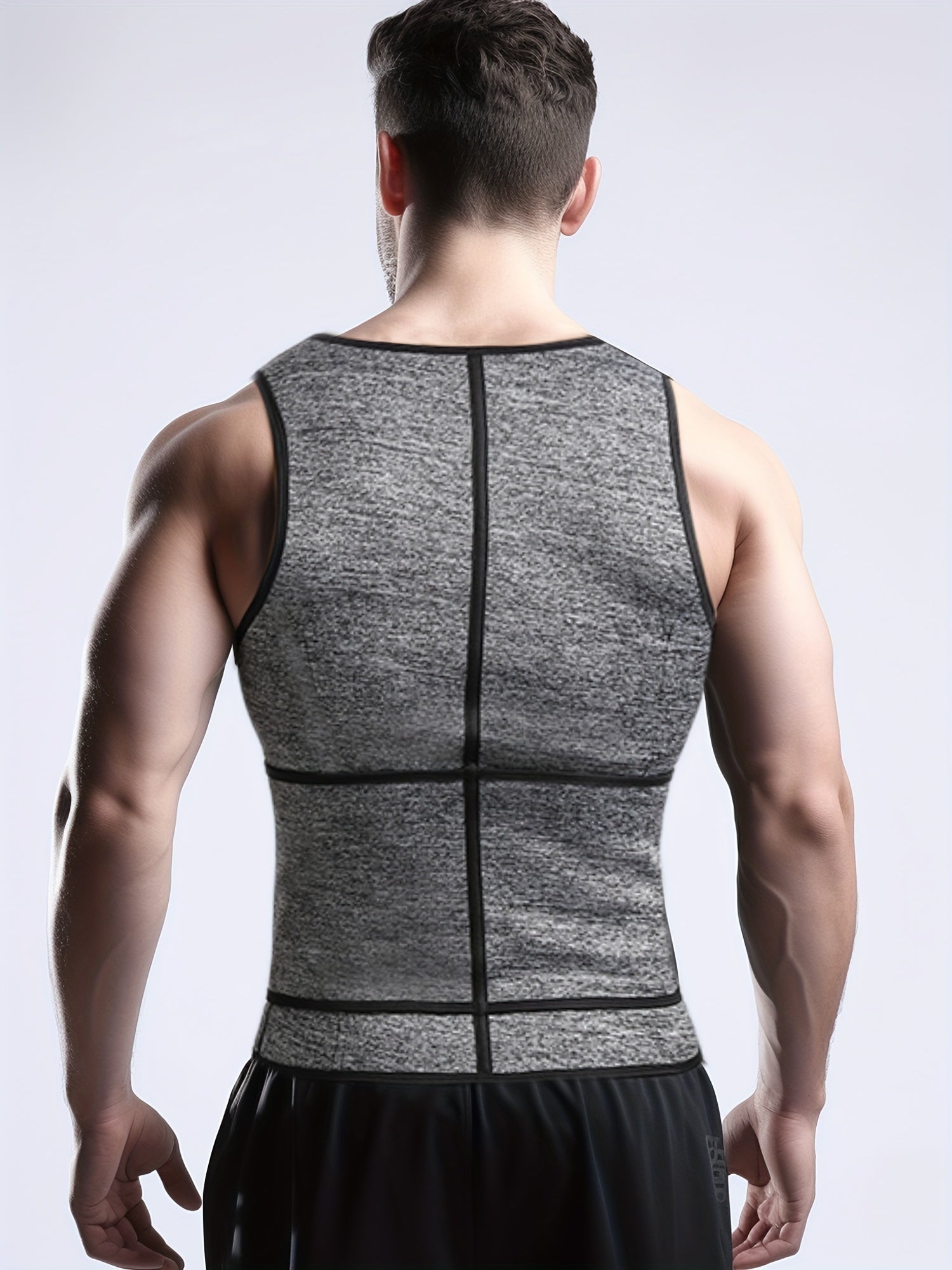 Men's Sweat Sauna Vest with Compression Waist Belts and Back Support
