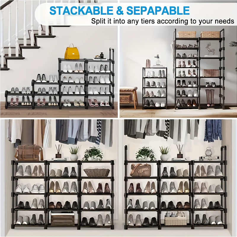 8 Layer Stackable Shoe Storage Rack, Detachable and Expandable