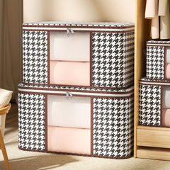 1pc 50 75L Houndstooth Storage Bag Blanket Zipper Large Organizer Dustproof